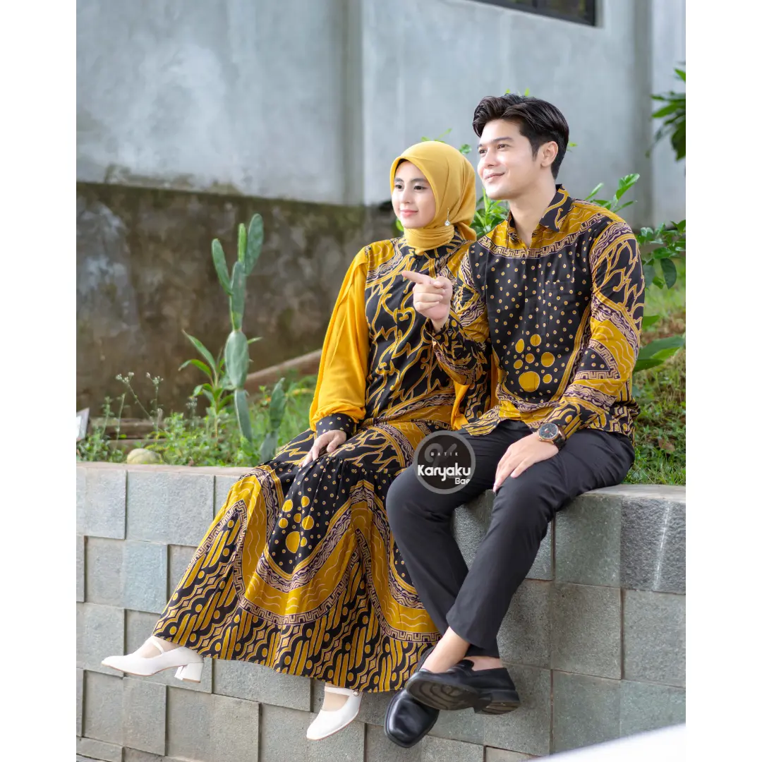 COUPLE GAMIS PREMIUM BUSUI BATIK MODERN LIANA COUPLE KEMEJA PANJANG SIZE S M L XL XXL [BISA BELI TERPISAH DAN CAMPUR UKURAN] Katun Muslim Pasangan Setelan Baju