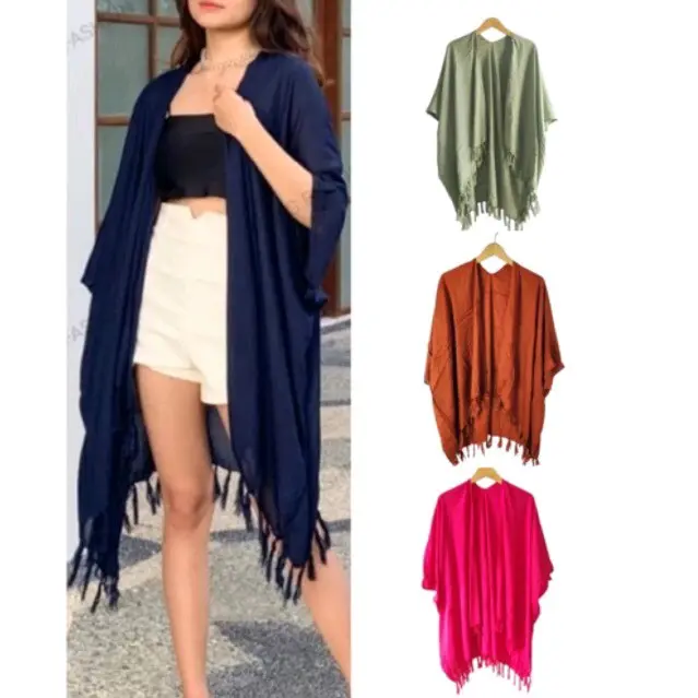 Kardigan Pantai Auter Polos Wanita Kardigan Polos Rayon Premium Outer Rumbai Allsize