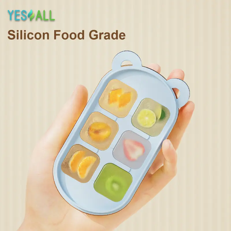 YESALL Cetakan Es Batu Kecil Mini Silikon Beruang Bear Coklat Jelly 6 Sekat Model Tekan Press| Wadah Tempat Es Batu Ice Cube Tray Pencetak Es Batu Aesthetic Kitchenware 3