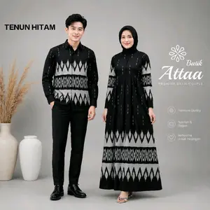 Baju Batik Couple Modern Sarimbit Batik Pasangan Kekinian Couple Gamis Kemeja Polyester Desain Elegan Dewasa Kombinasi