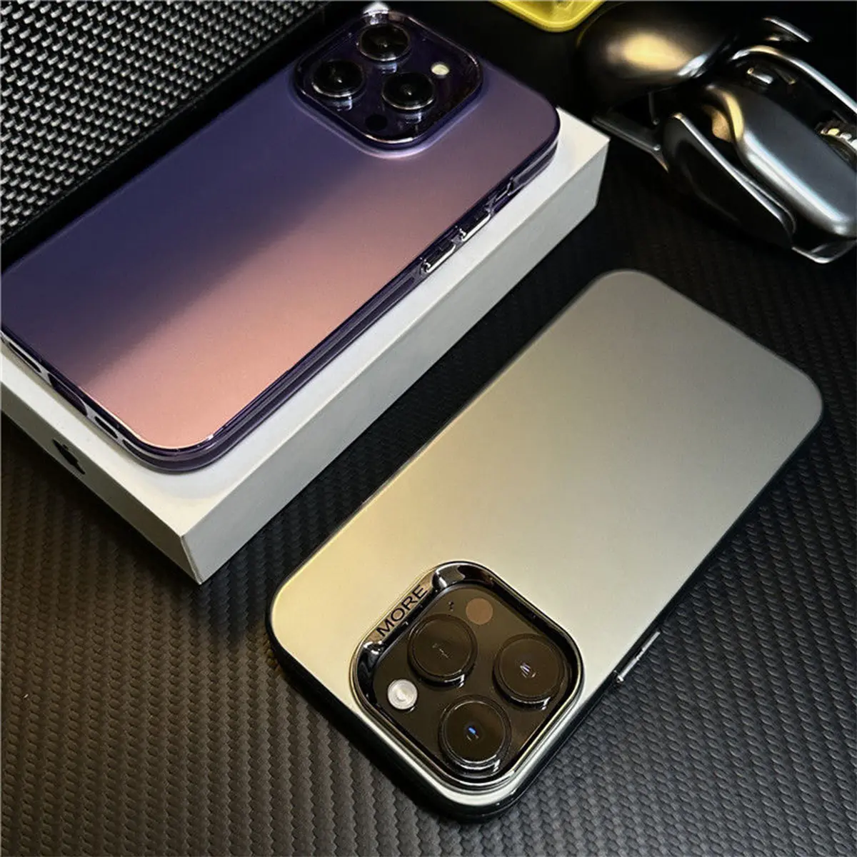 Vỏ cho iPhone 11, 7plus, 7, 12, 12Pro, 11Promax, xsmax, 15Pro, 15, xr, 13, 13Pro, 14, 11Pro, 14Promax, bảo vệ ống kính màu rắn đơn giản, vỏ bảo vệ chống va đập và chống vân tay