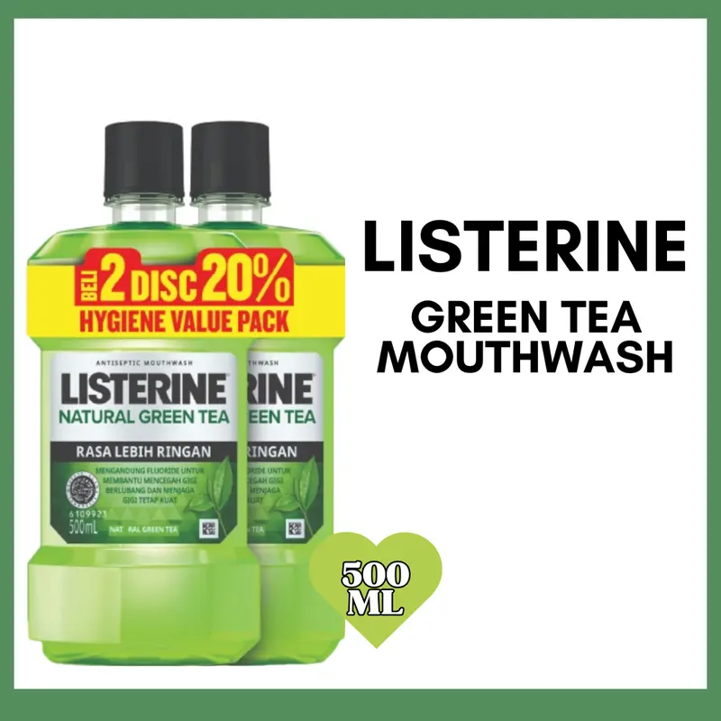 Listerine Green Tea Mouthwash/ Obat Kumur 500 ml - Isi 2 0