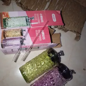 [COD] [BEST SELLER] Gelas Kaca/ Tumbler Kaca Aesthetic/ Bear Lid Glass/ Gelas Kaca Borosilicate Tinggi/ Cangkir Minuman/ Cangkir Kopi