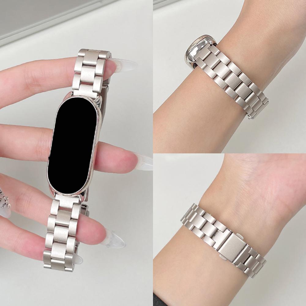 สายสแตนเลส สำหรับ Xiaomi Band 10 9 8 โซ่หรูหรา สายโลหะ อุปกรณ์เสริมนาฬิกาอัจฉริยะ เข้ากันได้กับ Mi B