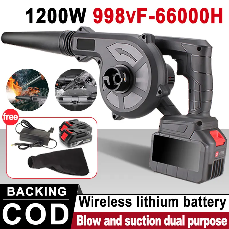 998VF Cordless Blower & Vacuum 2 in 1 Rechargeable Electric Vacuum Cleaner Blower Leaf Wind Blower Sapu Daun