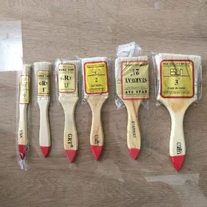 Kuas Cat gagang kayu / kuas bangunan (PCS) ukuran 1/2" - 1" - 1.5" - 2" - 2.5" - 3" - 4"