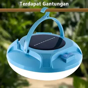 (COD) Lampu Emergency UFO Gantung Solar Panel Camping Lamp 400W Lampu Darurat LED Super Terang 2 Model Tenaga Surya + Isi Ulang USB - Lampu Berkemah - Lampu Berkemah LED Gantung Luar Ruangan Tahan Air - Tahan Lama