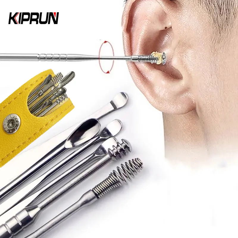 KIPRUN 6pcs Ear Cleaner Wax Removal Tool Earpick Sticks Earwax Remover Curette Ear Pick Cleaning Ear Cleanser Spoon