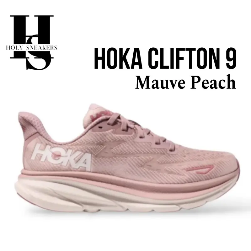 HOKA ONE ONE Clifton 9 Womens Running Shoes - Mauve Peach Wanita Outdoor 0