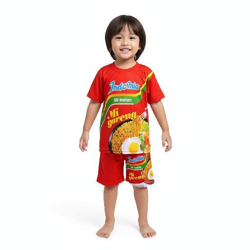 setelan baju anak snack viral kaos oreo milo indomie jersey premium usia 2-10tahun
