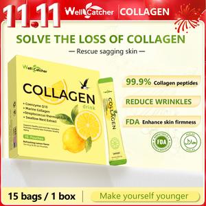 【US Medical standards】Collagen Peptide Oral Liquid 6600mg contains vitamin C and L-glutathione titanium. It supplements collagen, reduces wrinkles,increases skin firmness.  Promote joint and bone health