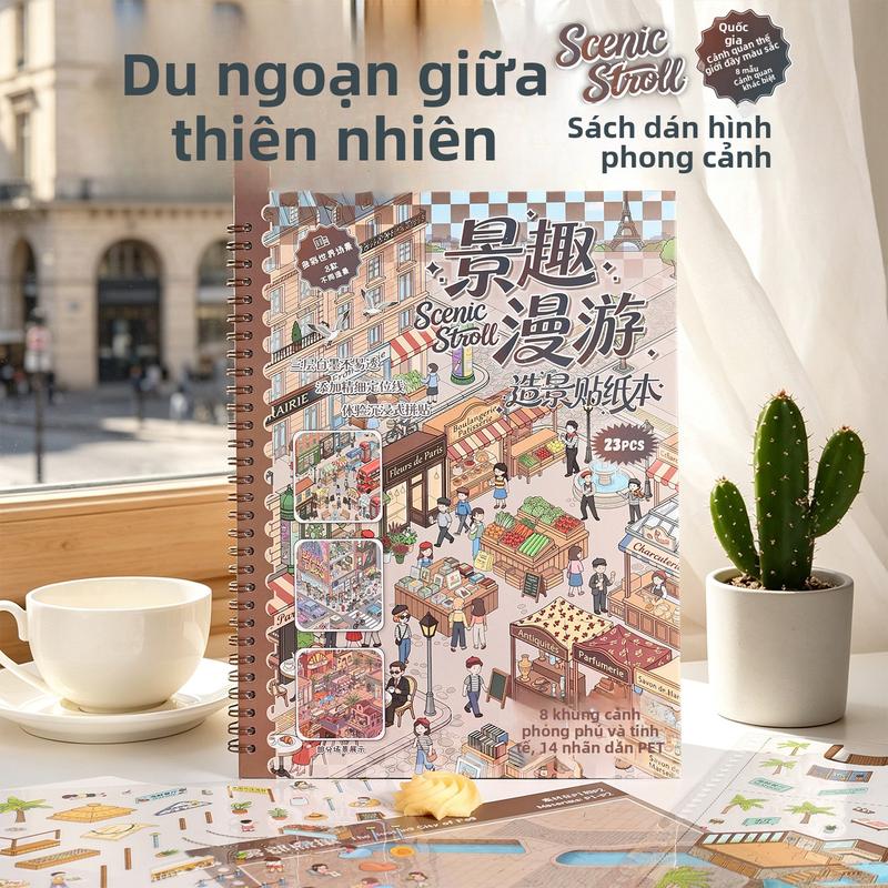 Sổ Sticker Tạo Cảnh 3D Cảnh Thu Nhỏ Cảnh Phố DIY Học Sinh Quà Tặng Bạn Bè Dịp Lễ Quà Sinh Nhật