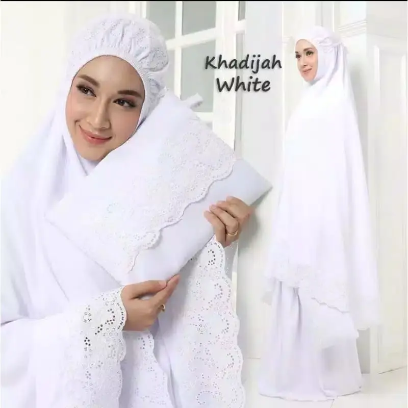 Mukena Dewasa Siti Khadijah Katun Polos Hitam Cokelat Navy Putih 4