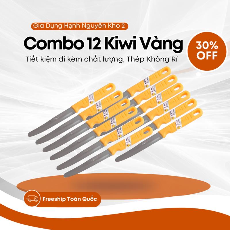 Bộ 12 Dao Thái Lan KIWI Cán Vàng Đầu Bầu Đa Năng Gọt Rau Củ – Hoa Quả Tiện Lợi Dùng Cho Nhà Bếp Cao Cấp - Gia Dụng Hạnh Nguyên Kho 2