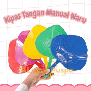 2 pcs kipas tangan manual model waru bagus warna cerah