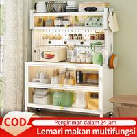 Gambar Lemari piring multifungsi Rak kabinet dapur berpintu Rak microwave Lemari piring berdiri di lantai tertutup - Enam lapisan hitam - 100cm dari NURUL119 Kota Tangerang 1 Tokopedia