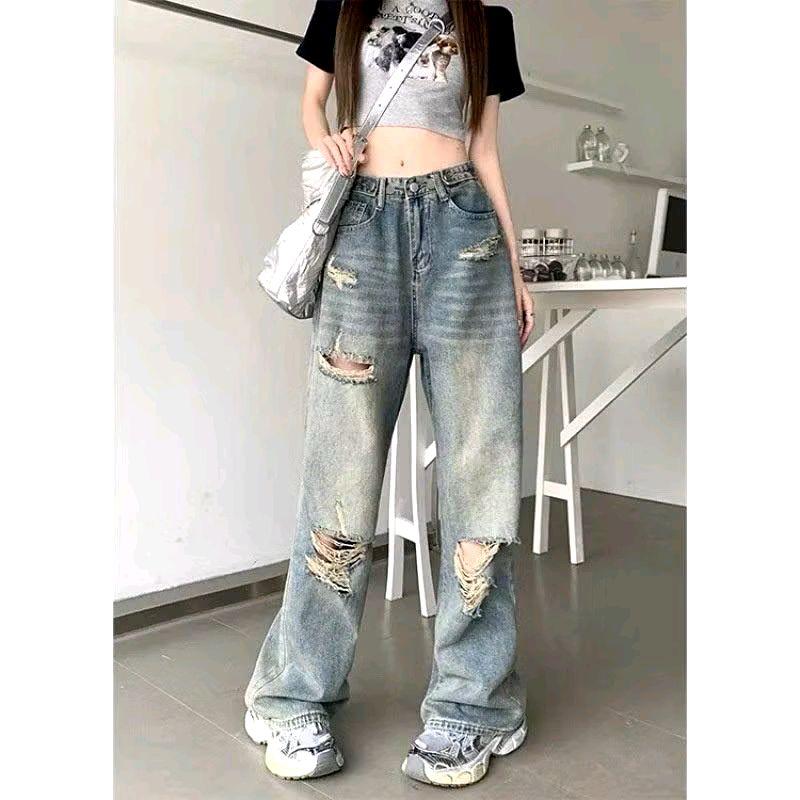 Quần jean nữ ống rộng rách gối 6