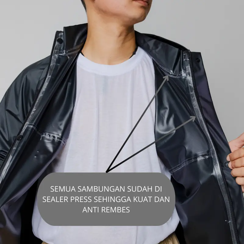 AILOOK Jas Hujan Raincoat Full Seal Press Anti Rembes Setelan Pria Wanita Bahan PVC Karet Tebal Kuat Elastis Biru Cream Hijau Merah 1