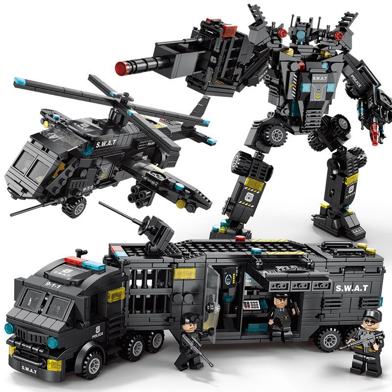  Bộ đồ chơi lắp ráp cảnh sát đặc nhiệm swat chiến đấu 920 chi tiết Mô hình lắp ráp xe cảnh sát 51 cách chơi cho bé 