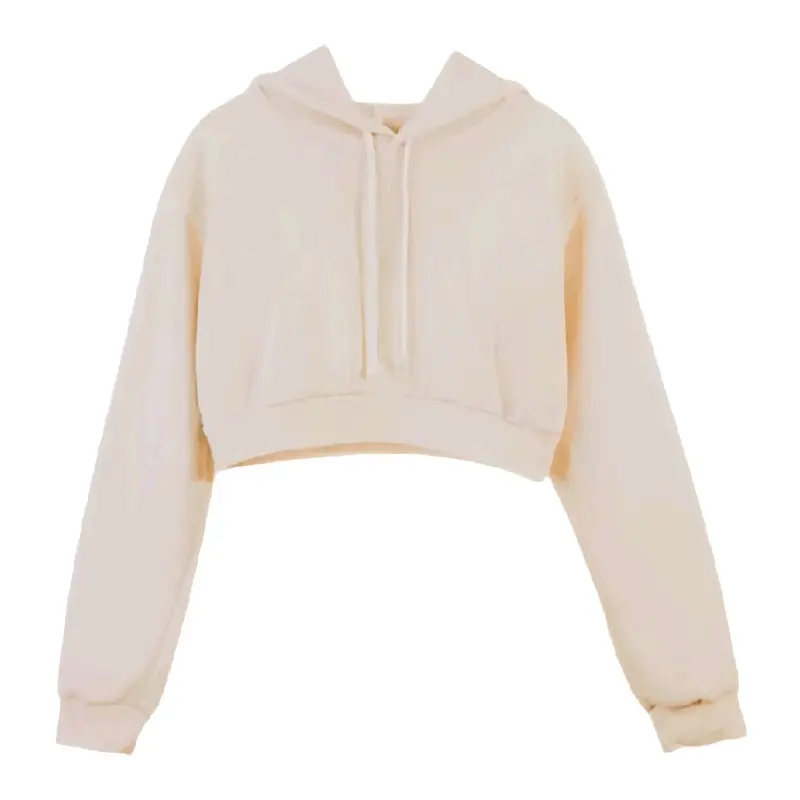 Baju basic Anak Perempuan Model Crop Top Hoodie polos Sweater - Fashion korea Pakaian nyaman bahan fleece tangan panjang tebal 2