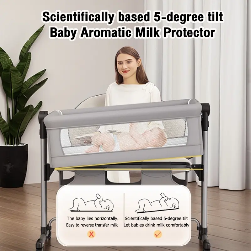 Baby Box Bayi Beside Crib Ranjang Bayi Tempat Tidur Ayunan Bayi Bisa Lipat Ada Traveling Empuk Newborn Grey Furniture Perlengkapan Tidur Baby Box Bayi Tempat Tidur Lipat dengan Ayunan dan Mosquito Net - Grey - Bantal multifungsi keranjang 3