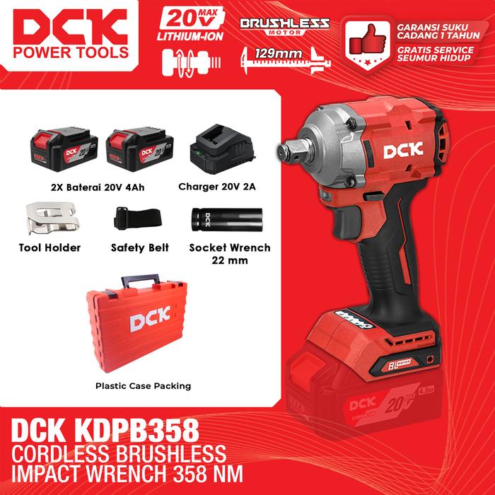 Gambar DCK Cordless Brushless Impact Wrench Torsi 358 Nm KDPB358 / Mesin Pembuka Baut Baterai KDPB 358 dari DCK Power Tools Indonesia Kota Administrasi Jakarta Barat Tokopedia