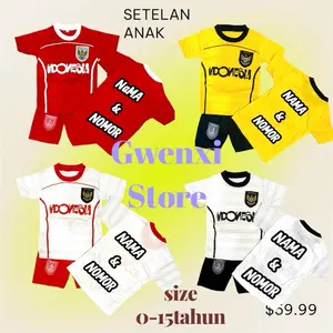 setelan timnas anak unisex gratis sablon nama dan nomor punggung