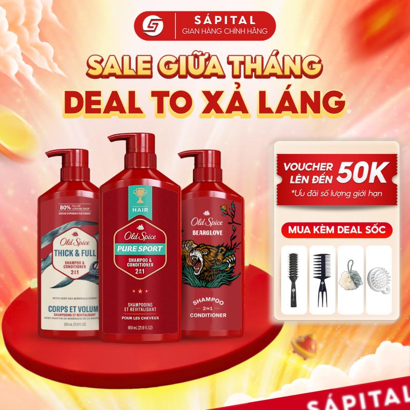 Dầu gội xả OLD SPICE 2in1 | Nuôi dưỡng tóc chắc khoẻ - Hương nước hoa nam tính goixa