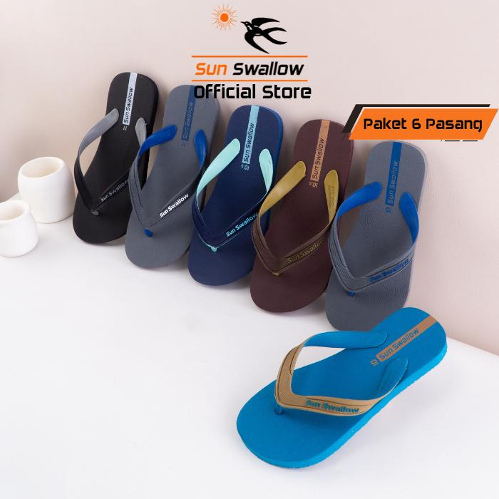 Gambar Sandal Sun Swallow Paket 6 Pasang Sendal Jepit Pria Karet Urban Series dari Sun Swallow Sandals Kota Administrasi Jakarta Utara Tokopedia