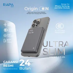 RAPAtech Powerbank Origin On 10000 mAh/ 5000 mAh Wireless Fast Charging 15 W + PD 20W  ULTRA SLIM Powerbank Magsafe Powerbank for Iphone magsafe