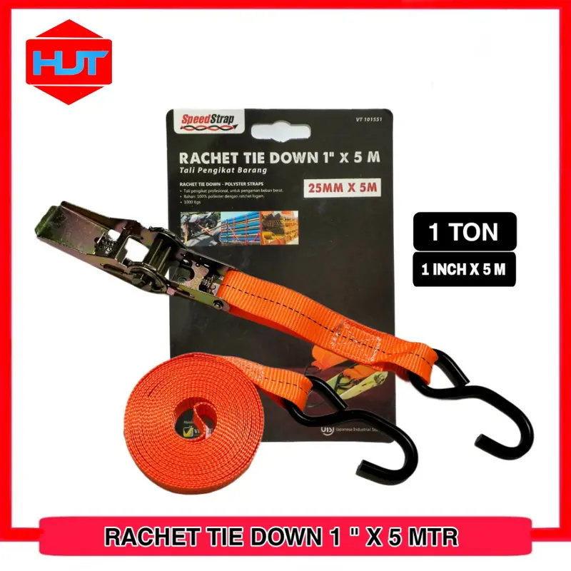 Rachet Tie Down SpeedStrap 1"x5M Tali Pengikat Barang Strap Ikat 5 Meter 1 TON 1