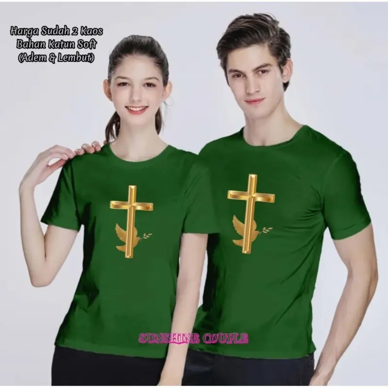 (HARGA 2 BAJU) KAOS COUPLE GOLD SALIB LENGAN PENDEK UK.M-XXL EDISI PASKAH / NATAL / KAOS COUPLE / KAOS KEMBARAN / KAOS PASANGAN / KAOS LENGAN PENDEK / BAJU COUPLEAN / KATUN SOFT / T-SHIRT 6
