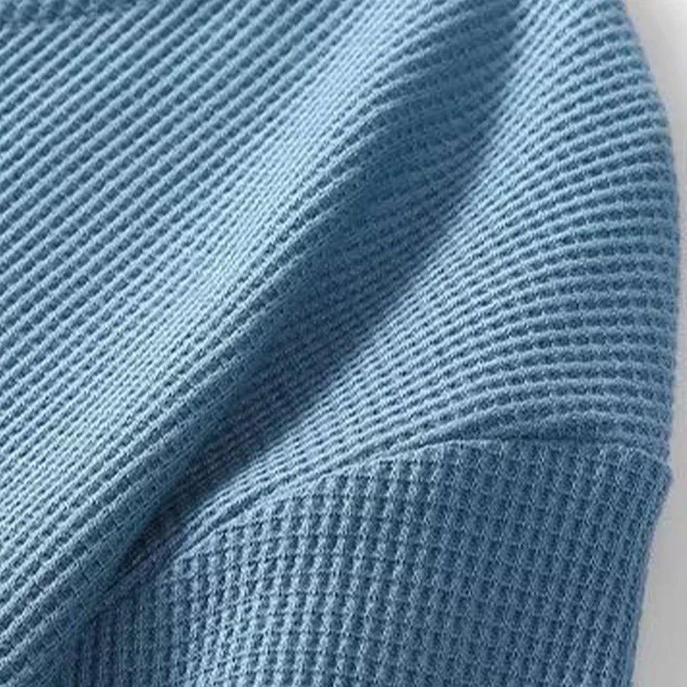 Kaos Lengan Panjang Waffle Double Neck Premium Pria Polos Formal