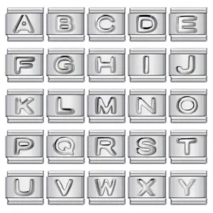 [HURUF Silver] Minimalis Italian Bracelet Charm Letters Alphabet Silver Purple Silver Stainless italy