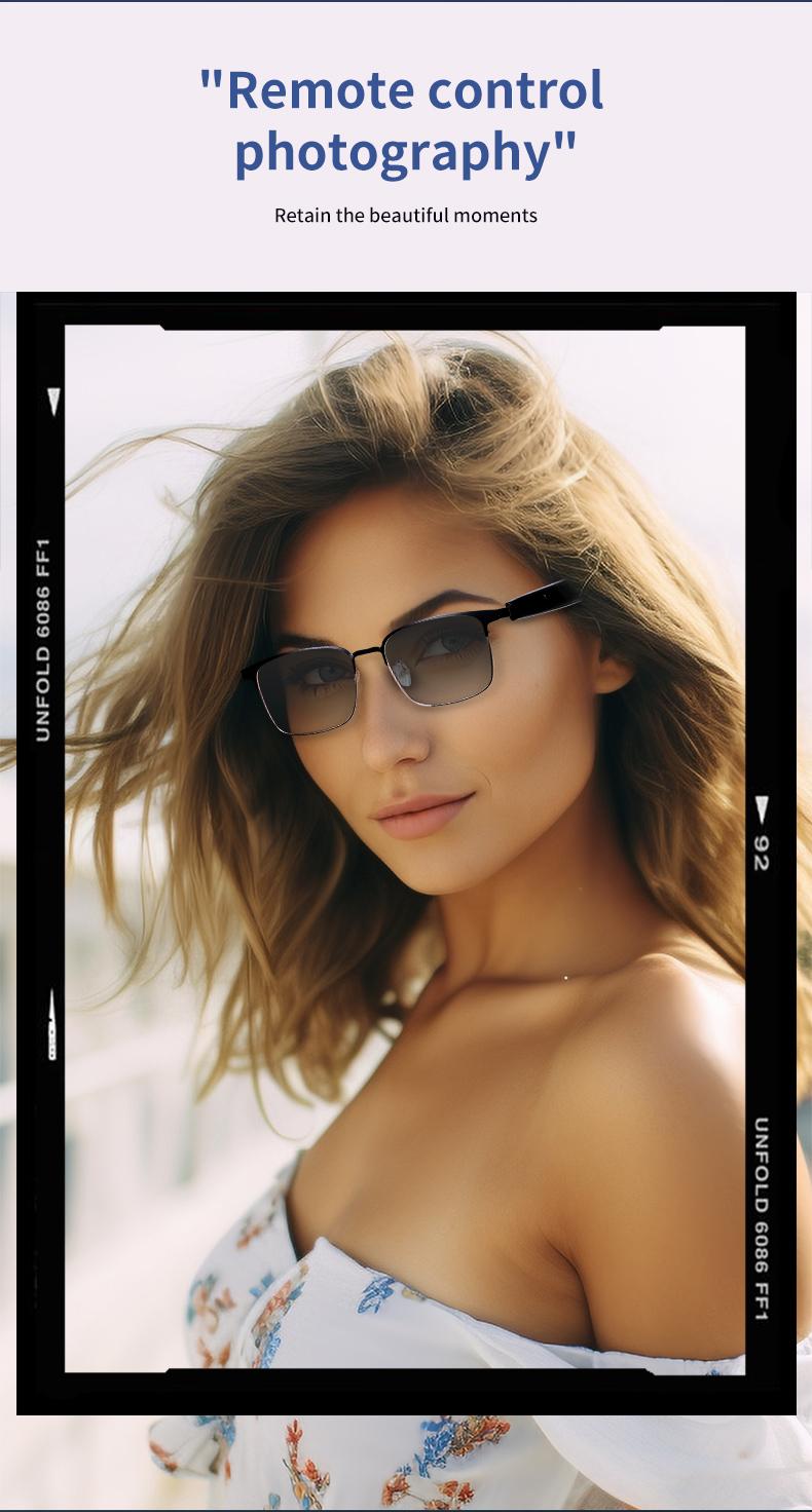 Product Introduction of GS06 Smart Glass with Voice Assistant, Built-in Speaker, and Mic, Photochromic Blue Light Filtering Lenses, Open Ear UV Protection Bluetooth Sunglasses for Sport 3