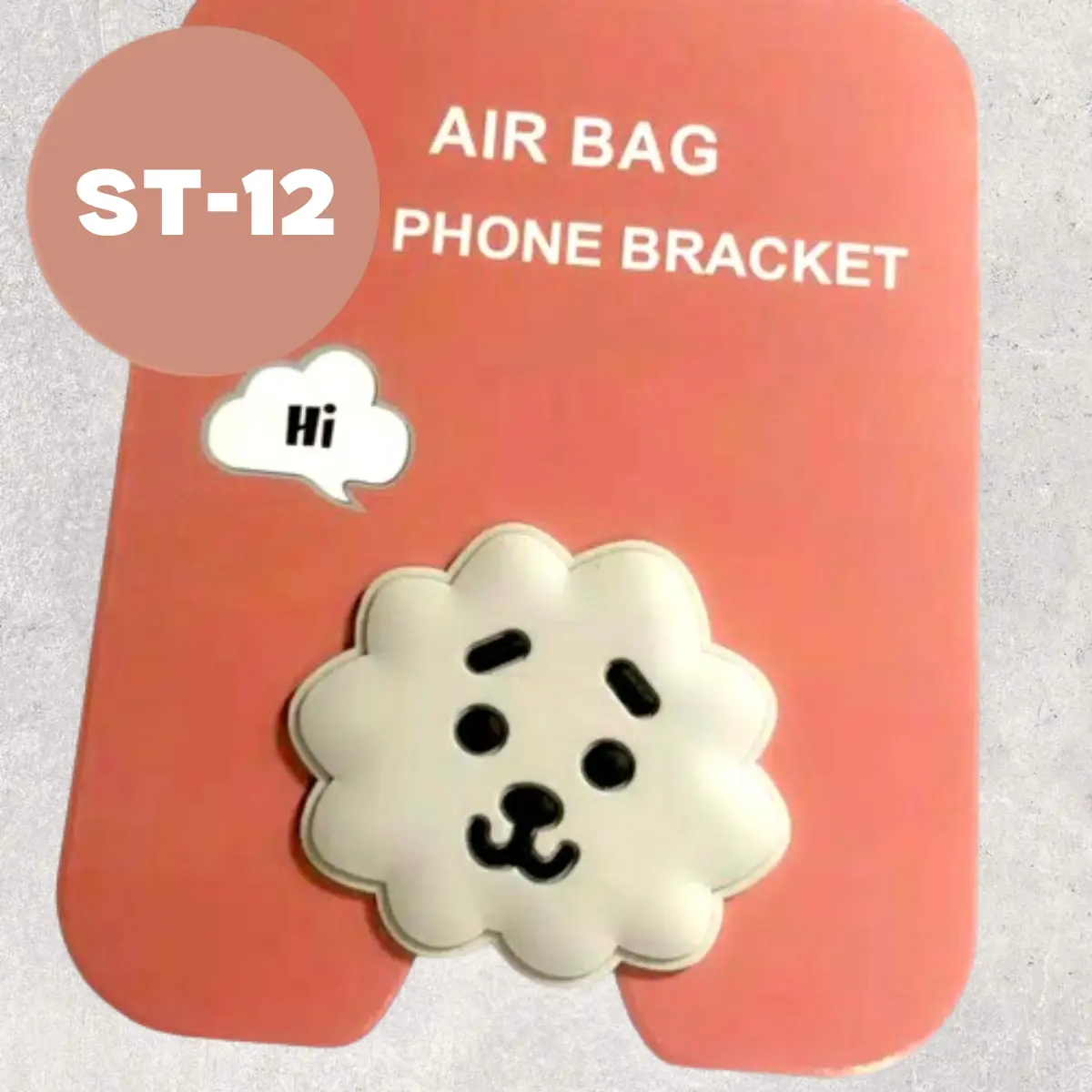 RJ Jin BT21 3D Popsocket, White Cartoon Character Pop Grip, Griptok for Smartphone