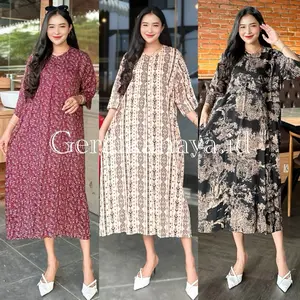 Daster Kekinian LUNA Lengan 3/4 bahan Rayon Premium Motif Nyaman Busui Friendly Wanita