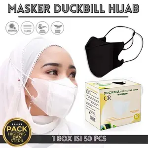 Masker Hijab 3ply Masker duckbill Headloop 1box 50 pcs