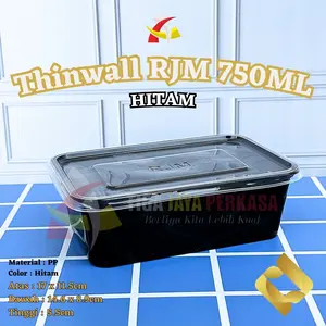 Thinwall Thermo 750ml Hitam RJM / Food Container / Kotak Makan @25Pcs Thinwall Thermo 750ml Hitam RJM / Food Container / Kotak Makan @25Pcs