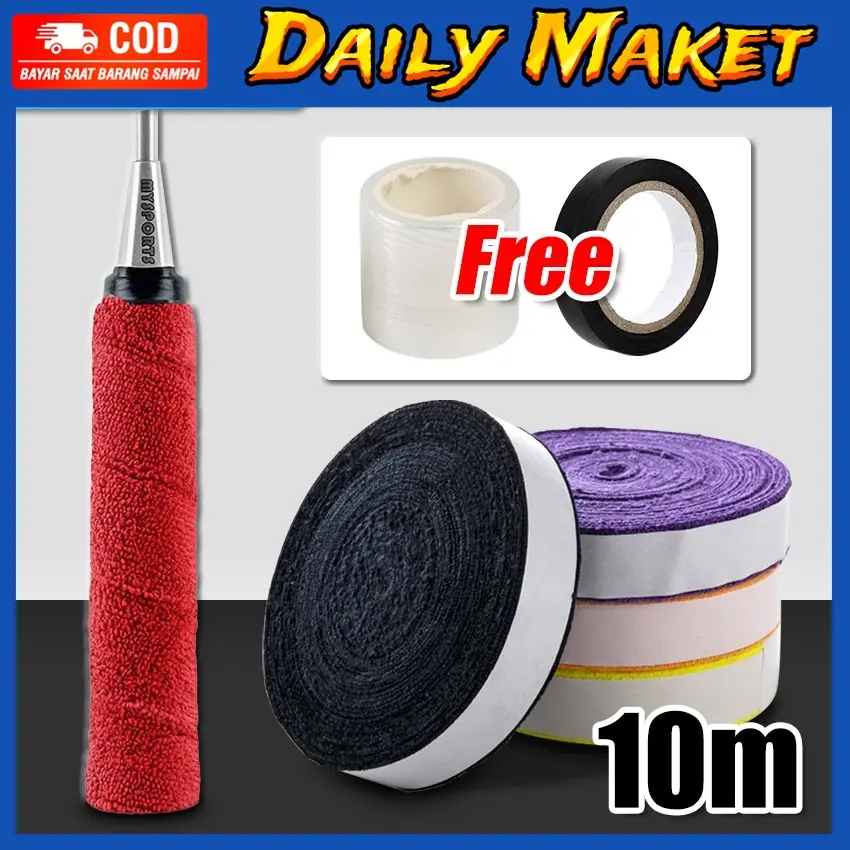 Grip Towel Handuk Raket Roll 10 Meter Badminton Tennis Karet Anti Slip Grip