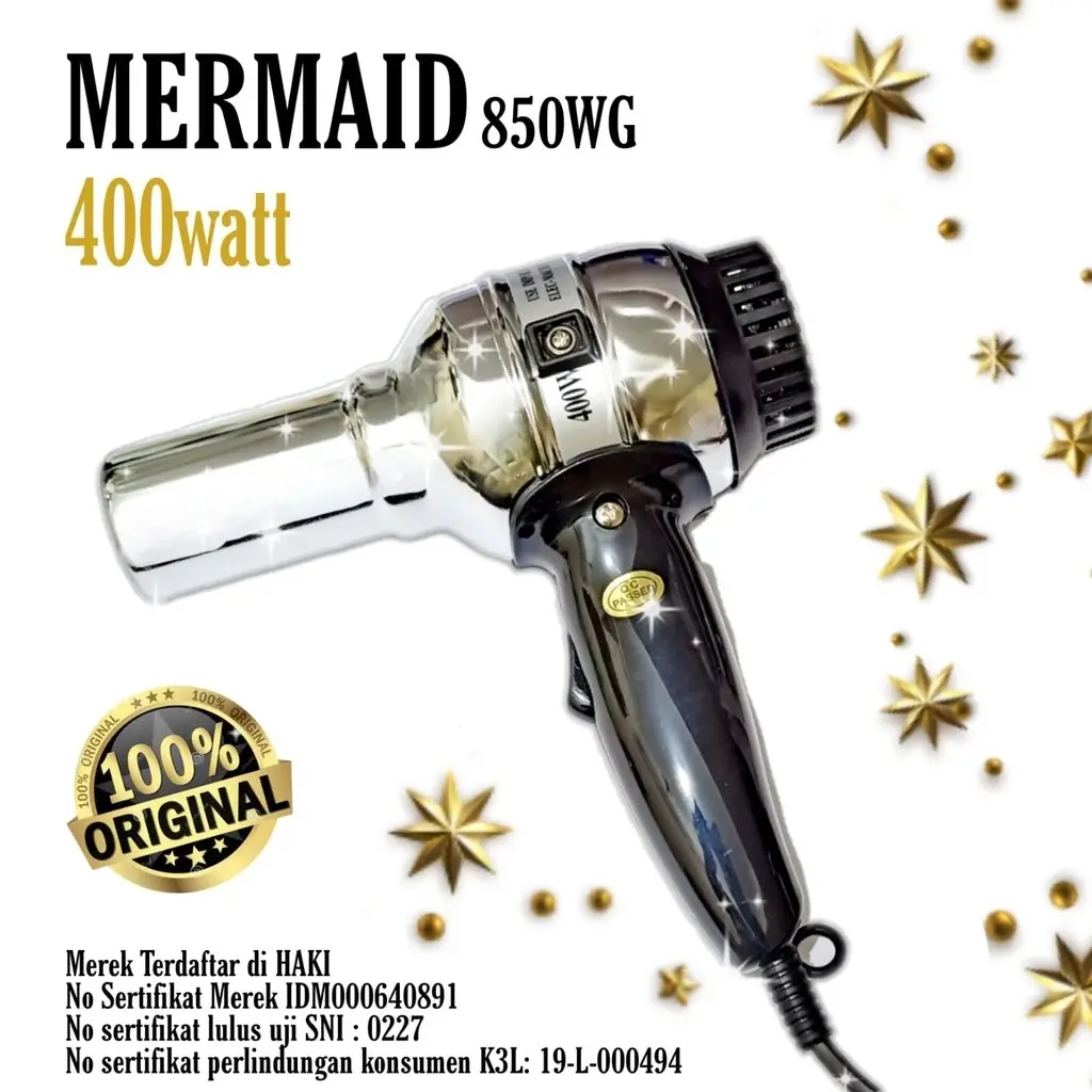 Hair Dryer Pengeringan Rambut MERMAID 850WG RAINBOW 300watt