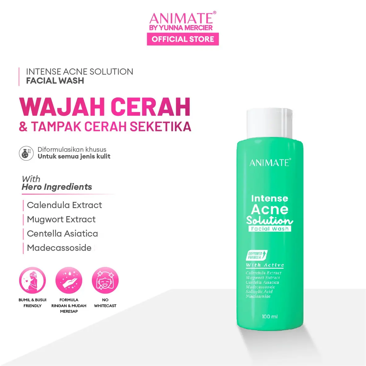 Animate Intense Acne Solution Facial Wash 100 ml
