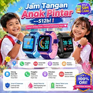 [100% Produk Asli Resmi] S12B Jam Tangan Anak Anti Air Smartwatch GPS SIM - 2GTelepon,Video Call,Fitur SOS,Hadiah untuk Anak Laki-Laki & Perempuan