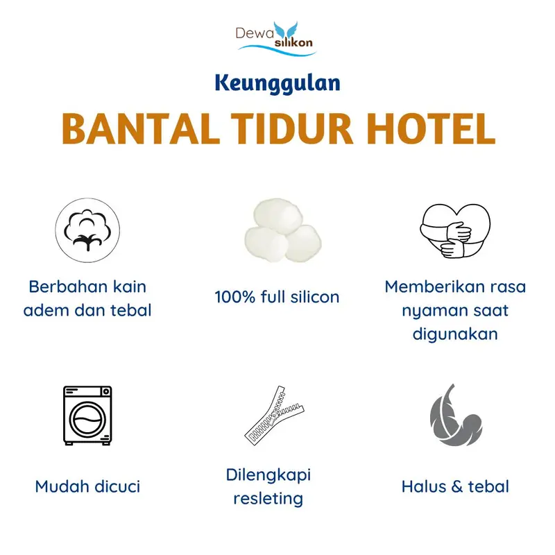 PAKET HEMAT 2 Bantal Tidur Hotel 45x65 ISI SILICON Bantal Dewasa Premium bed dakron 1