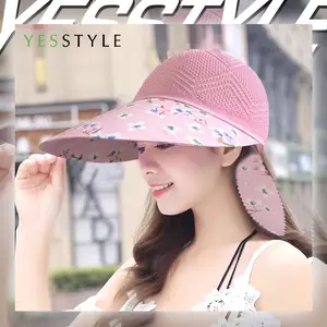 Yesstyle Topi Pantai Anti UV Topi Visor Motif Bunga Topi Wanita Musim Panas