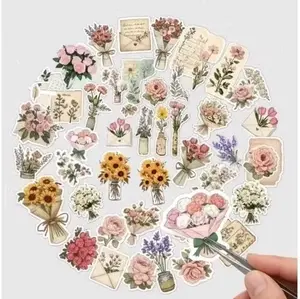 100 pcs Stiker Bunga DIY Anti Air Waterproof Scrapbook