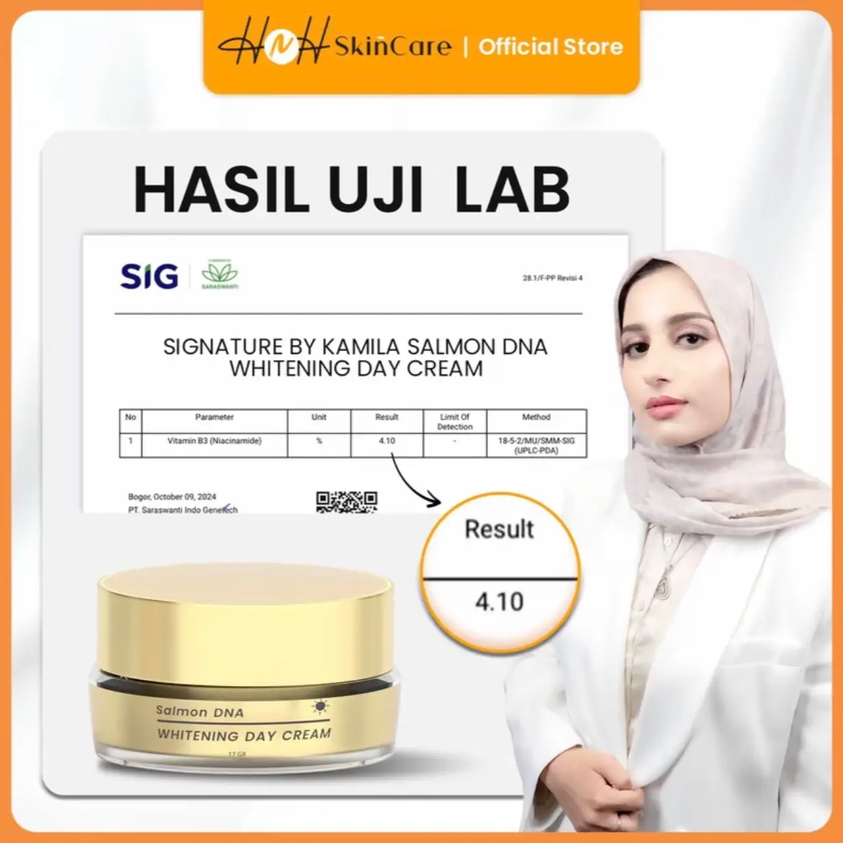 HNH Skincare By Dr.Kamila Jaidi [WHITENING DAY CREAM SULTAN][17gr]Mencerahkan,Melembabkan,Memperbaiki Skin Barrier,UV Filter Facial Wajah Perawatan Hitam Aging Pencerah Muka Extract Niacinamide Tranexamic Acid Hyaluronic Vitamin Moisturizer