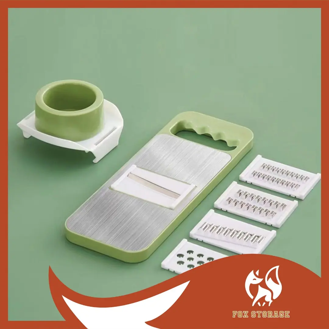 FOX STORAGE Kitchen Slicer [1Pcs] 5in1 Versatile Stainless Steel Vegetable Slicer Kitchen Utensils Adjustable Food Slicer Tomatoes Kitchenware