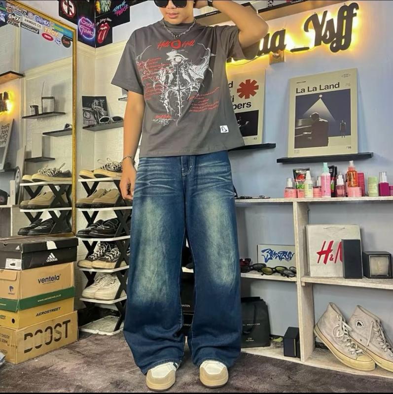 [UNISEX] Celana Jeans Retro Loose Wanita Pinggang Highwaist Korean Style Kekinian - Baggy Jeans Gombrong Panjang Pria Wanita 7