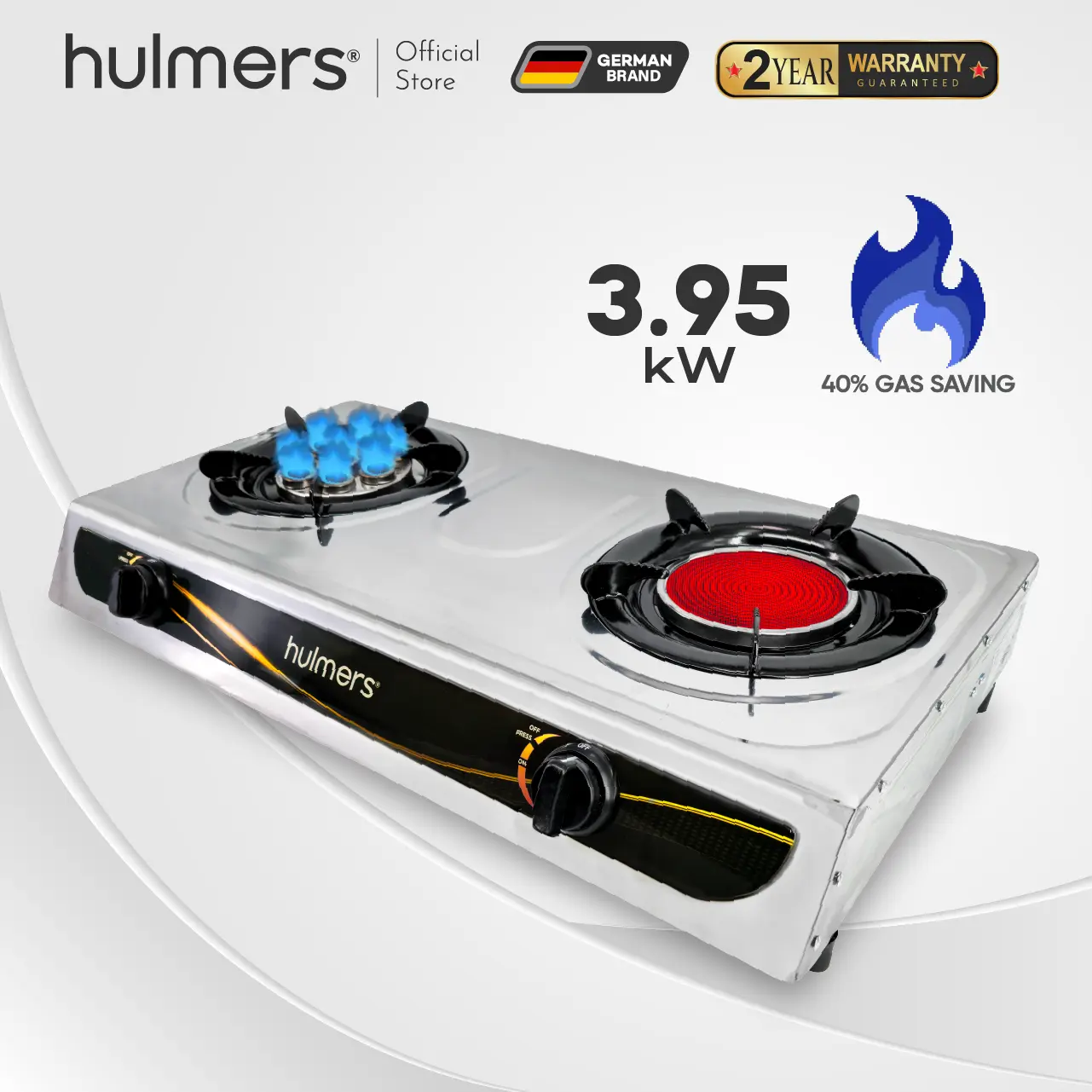 Hulmers - Stainless Steel Infrared Burner Gas Stove Cooktop Gas Saving, Dapur Gas Keluli Tahan Karat